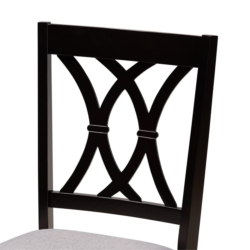 Pemberly Row Gray Fabric and Dark Brown Wood 5-Piece Dining Set