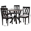 Pemberly Row Gray Fabric and Dark Brown Wood 5-Piece Dining Set