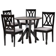 Pemberly Row Gray Fabric and Dark Brown Wood 5-Piece Dining Set