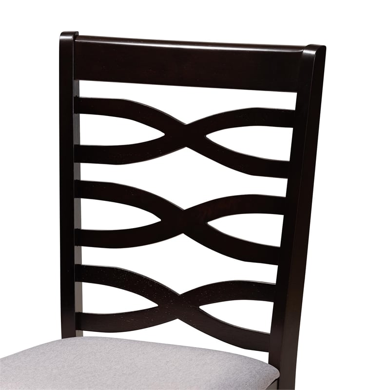 Pemberly Row Gray Fabric and Dark Brown Wood 5-Piece Dining Set