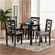 Pemberly Row Gray Fabric and Dark Brown Wood 5-Piece Dining Set