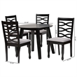 Pemberly Row Gray Fabric and Dark Brown Wood 5-Piece Dining Set
