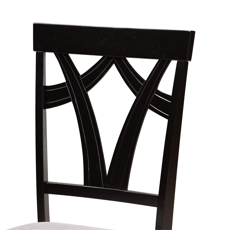 Pemberly Row Gray Fabric and Dark Brown Wood 7-Piece Dining Set