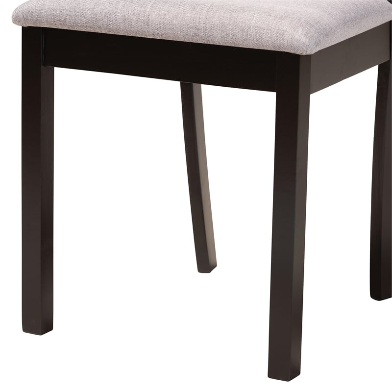 Pemberly Row Gray Fabric and Dark Brown Wood 7-Piece Dining Set
