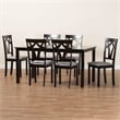 Pemberly Row Gray Fabric and Dark Brown Wood 7-Piece Dining Set
