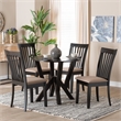 Pemberly Row Sand Fabric and Dark Brown Wood 5-Piece Dining Set