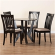 Pemberly Row Sand Fabric and Dark Brown Wood 5-Piece Dining Set