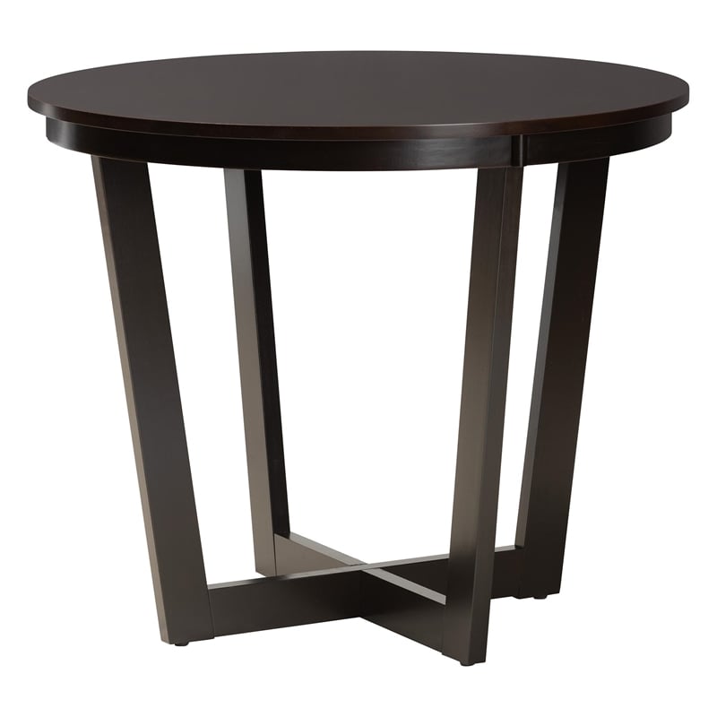 Pemberly Row Sand Fabric and Dark Brown Wood 5-Piece Dining Set