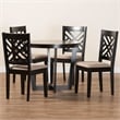 Pemberly Row Sand Fabric and Dark Brown Wood 5-Piece Dining Set