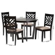 Pemberly Row Sand Fabric and Dark Brown Wood 5-Piece Dining Set