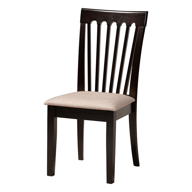 Pemberly Row Sand Fabric and Dark Brown Wood 5-Piece Dining Set