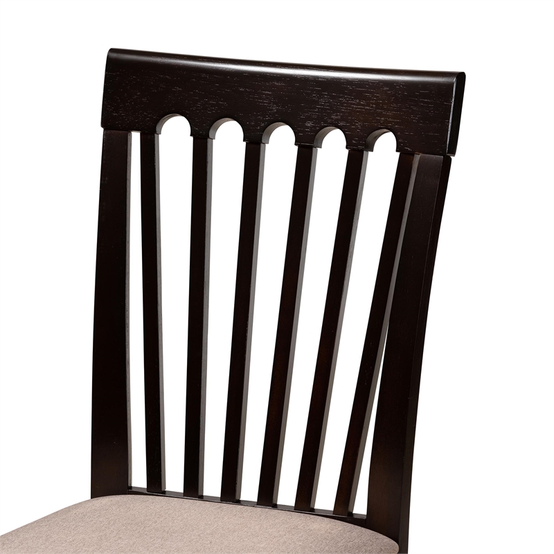 Pemberly Row Sand Fabric and Dark Brown Wood 5-Piece Dining Set