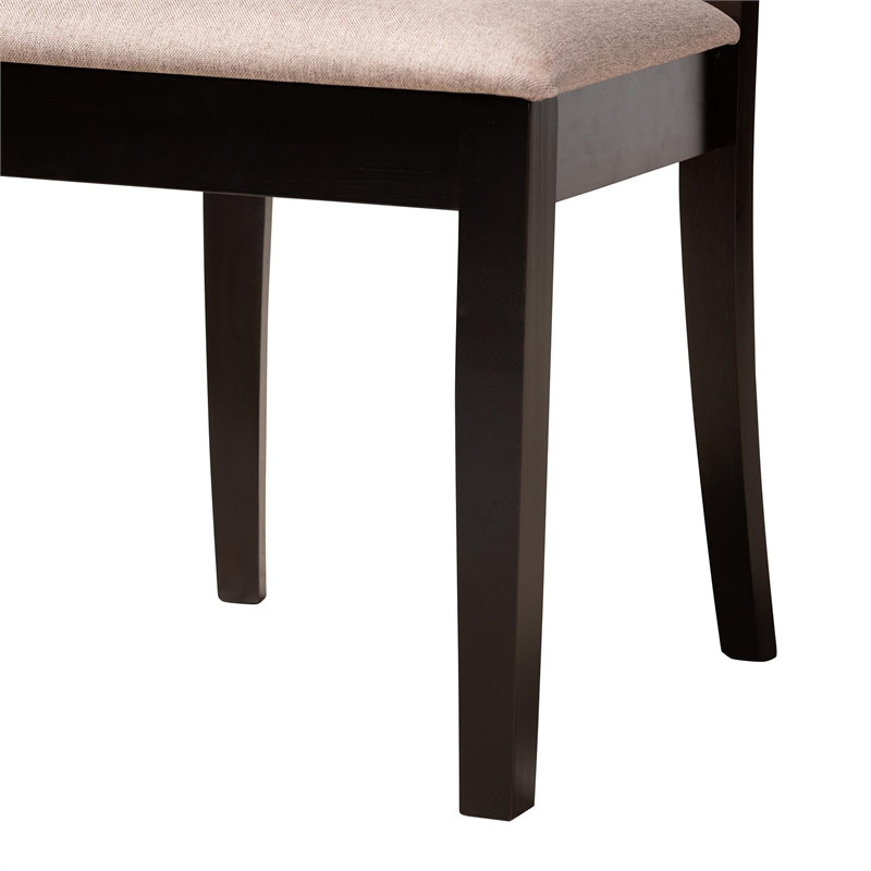 Pemberly Row Sand Fabric and Dark Brown Wood 5-Piece Dining Set