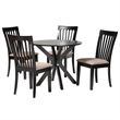 Pemberly Row Sand Fabric and Dark Brown Wood 5-Piece Dining Set