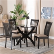 Pemberly Row Gray Fabric and Dark Brown Wood 5-Piece Dining Set