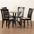 Pemberly Row Gray Fabric and Dark Brown Wood 5-Piece Dining Set