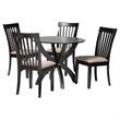 Pemberly Row Gray Fabric and Dark Brown Wood 5-Piece Dining Set