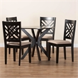 Pemberly Row Sand Fabric and Dark Brown Wood 5-Piece Dining Set