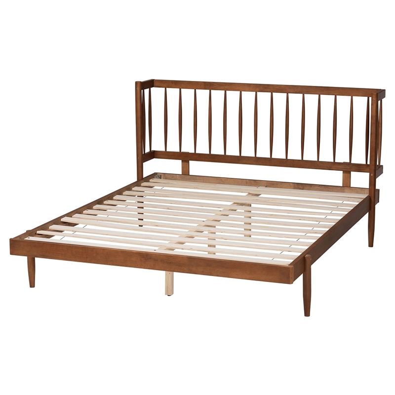 Pemberly Row Walnut Brown Finished Wood Queen Size Platform Bed