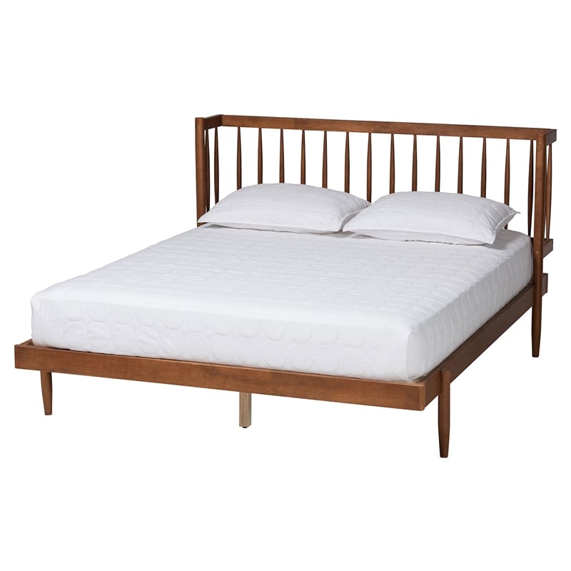 Pemberly Row Walnut Brown Finished Wood Queen Size Platform Bed