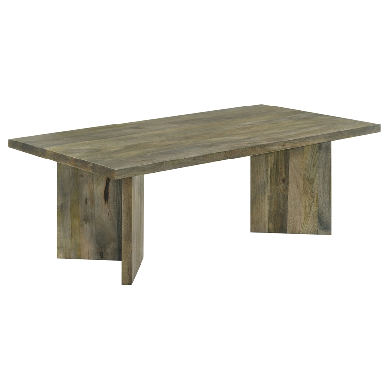 Pemberly Row Farmhouse Rectangular Solid Wood Coffee Table Mango Brown