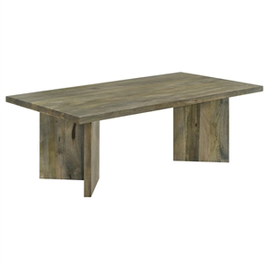 Pemberly Row Farmhouse Rectangular Solid Wood Coffee Table Mango Brown