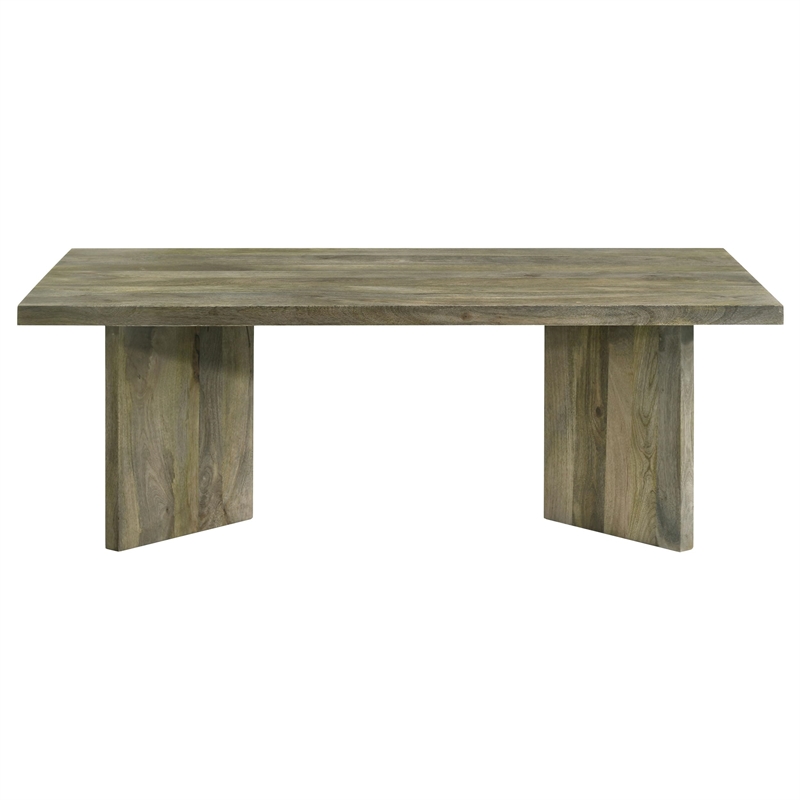 Pemberly Row Farmhouse Rectangular Solid Wood Coffee Table Mango Brown