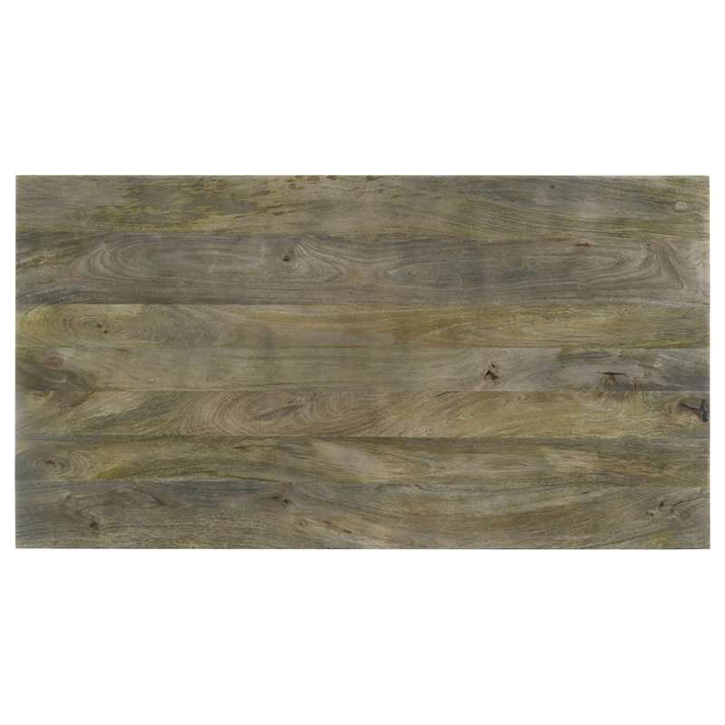 Pemberly Row Farmhouse Rectangular Solid Wood Coffee Table Mango Brown