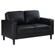 Pemberly Row 2-piece Upholstered Track Arm Faux Leather Sofa Set Black