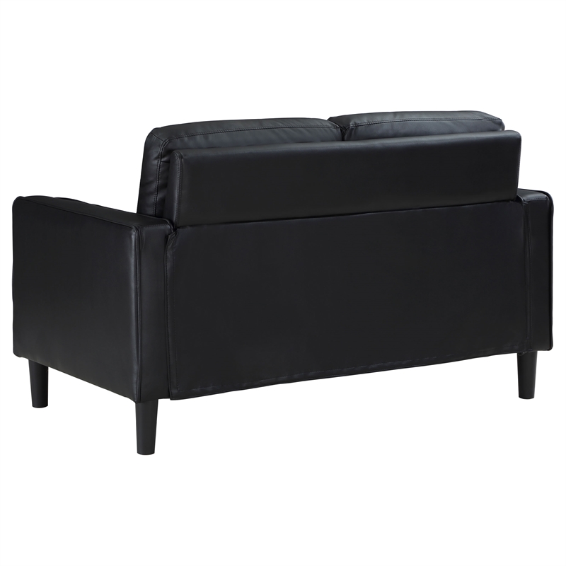 Pemberly Row 2-piece Upholstered Track Arm Faux Leather Sofa Set Black