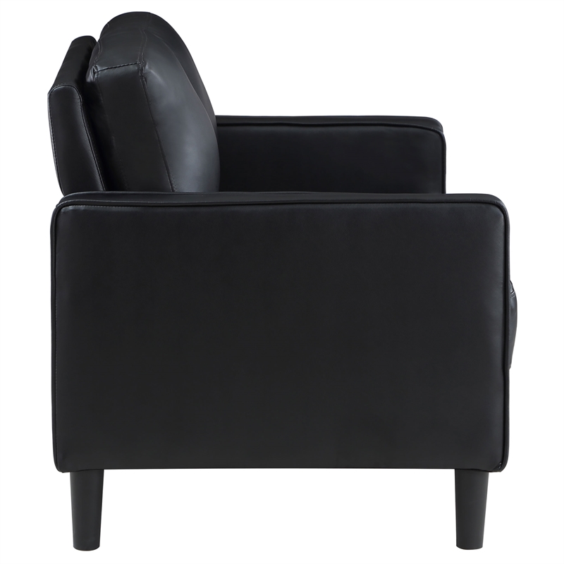 Pemberly Row 2-piece Upholstered Track Arm Faux Leather Sofa Set Black