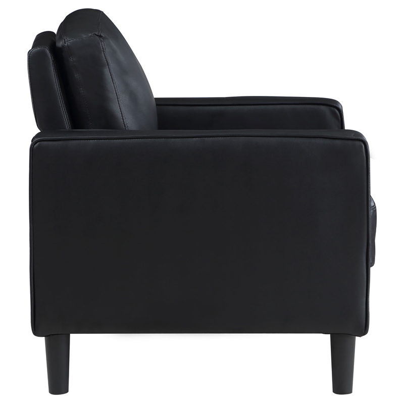 Pemberly Row 3-piece Upholstered Track Arm Faux Leather Sofa Set Black