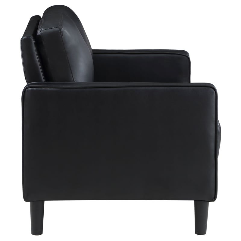 Pemberly Row 3-piece Upholstered Track Arm Faux Leather Sofa Set Black