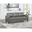 Pemberly Row Faux Leather Upholstered Track Arm Faux Leather Sofa Gray