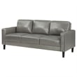 Pemberly Row Faux Leather Upholstered Track Arm Faux Leather Sofa Gray