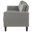 Pemberly Row Faux Leather Upholstered Track Arm Faux Leather Sofa Gray