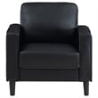 Pemberly Row Faux Leather Upholstered Track Arm Faux Leather Accent Chair Black