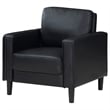 Pemberly Row Faux Leather Upholstered Track Arm Faux Leather Accent Chair Black