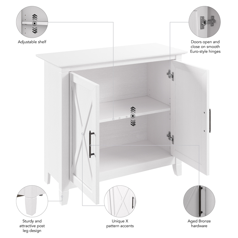 Pemberly Row Engineered Wood Small Storage Cabinet with Doors in Pure White Oak