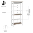 Pemberly Row Engineered Wood Tall 5 Shelf Bookcase in Pure White & Shiplap Gray