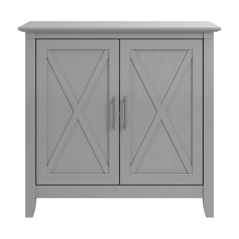 Pemberly Row Small Storage Cabinet with Doors in Cape Cod Gray - Engineered Wood