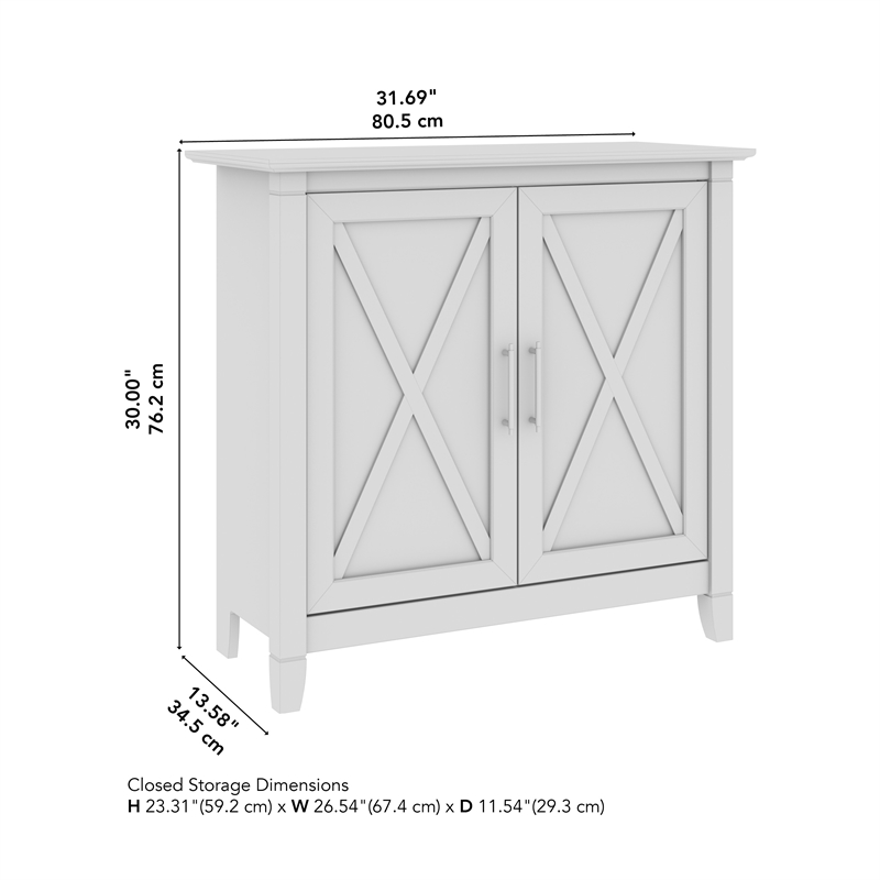 Pemberly Row Small Storage Cabinet with Doors in Cape Cod Gray - Engineered Wood