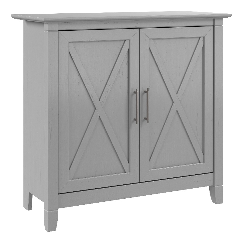 Pemberly Row Small Storage Cabinet with Doors in Cape Cod Gray - Engineered Wood