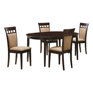 Pemberly Row 5-piece Wood Oval Dining Set with Extension Leaf Cappuccino & Beige