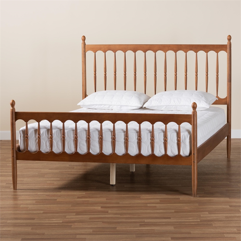 Pemberly Row Walnut Brown Finished Wood Queen Size Platform Bed