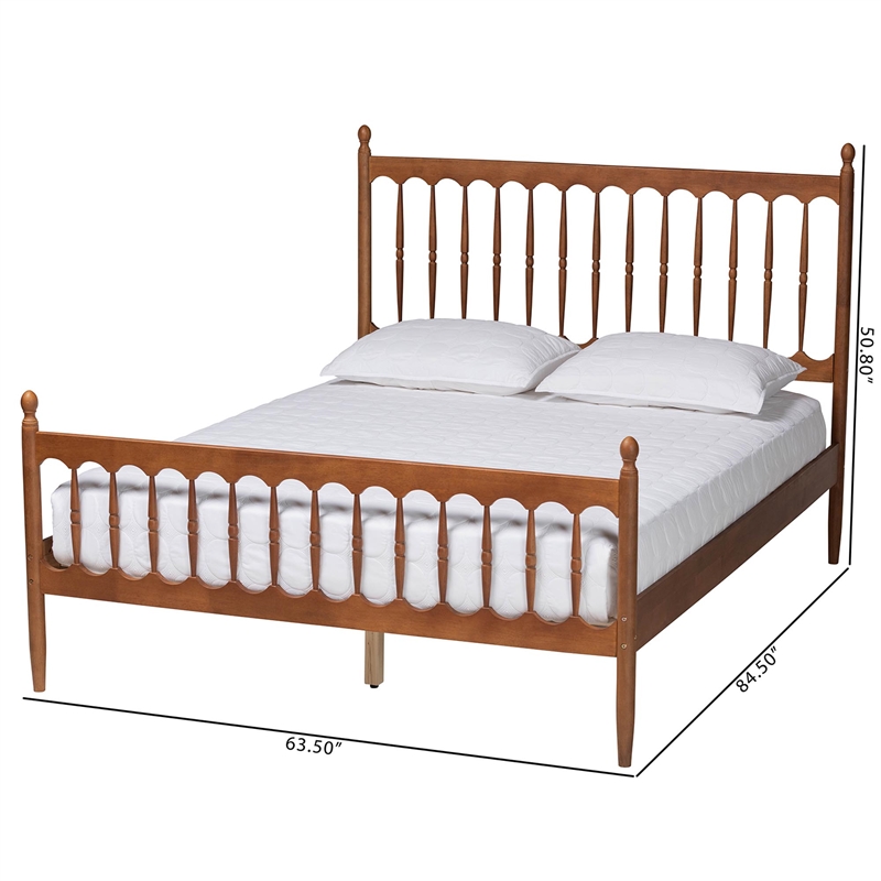 Pemberly Row Walnut Brown Finished Wood Queen Size Platform Bed