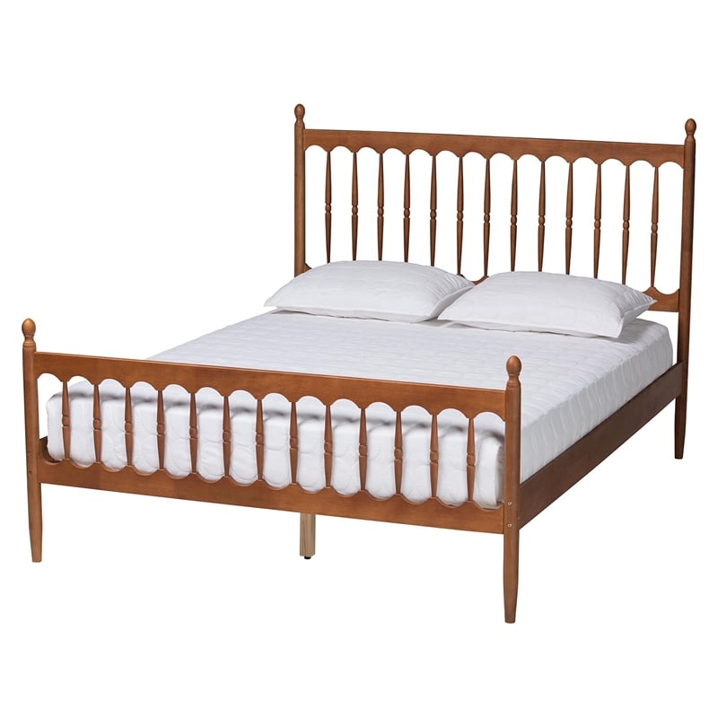 Pemberly Row Walnut Brown Finished Wood Queen Size Platform Bed