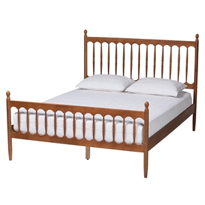 Pemberly Row Walnut Brown Finished Wood Queen Size Platform Bed