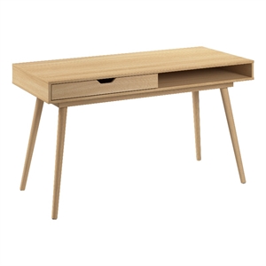 Pemberly Row 54&quotW Writing Desk in Natural Oak - Engineered Wood