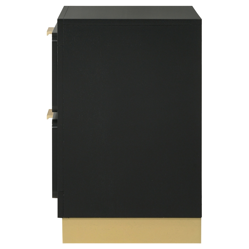 Pemberly Row 2-drawer Wood Nightstand Bedside Table Black and Gold